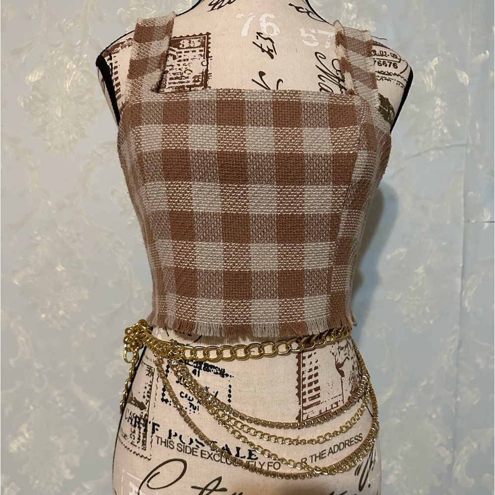 Brown & cream crop top